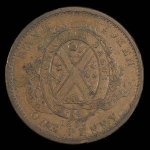 Canada, Banque de Montréal, 1 penny : 1837