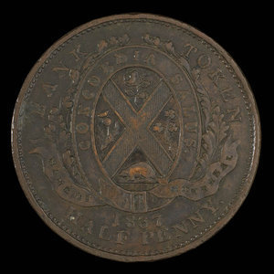 Canada, Banque de Montréal, 1/2 penny : 1837