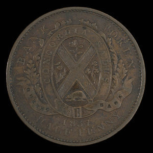 Canada, Banque de Québec, 1/2 penny : 1837