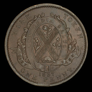 Canada, Banque de Montréal, 1 penny : 1837