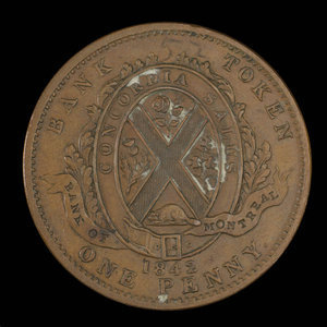 Canada, Banque de Montréal, 1 penny : 1842