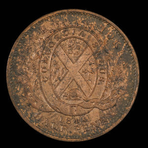 Canada, Banque de Montréal, 1/2 penny : 1844