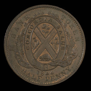 Canada, Banque de Montréal, 1/2 penny : 1844