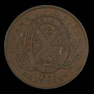 Canada, Banque de Montréal, 1/2 penny : 1842