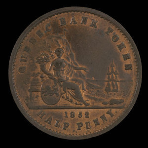 Canada, Banque de Québec, 1/2 penny : 1852