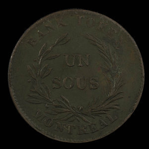 Canada, Banque de Montréal, 1 sou : 1838