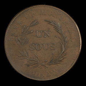 Canada, Banque de Montréal, 1 sou : 1838