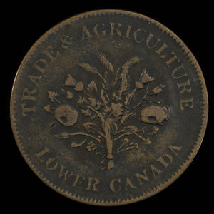 Canada, Banque de Montréal, 1 sou : 1838