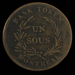 Canada, Banque de Montréal, 1 sou : 1838