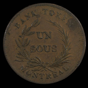 Canada, Banque de Montréal, 1 sou : 1838