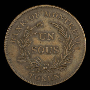 Canada, Banque de Montréal, 1 sou : 1838