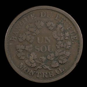 Canada, Banque du Peuple (People's Bank), 1 sou : 1838