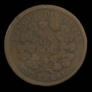 Canada, Banque du Peuple (People's Bank), 1 sou : 1838