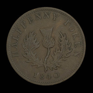 Canada, Province de la Nouvelle-Écosse, 1/2 penny : 1840