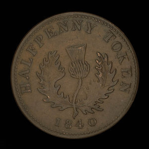 Canada, Province de la Nouvelle-Écosse, 1/2 penny : 1840