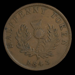 Canada, Province de la Nouvelle-Écosse, 1/2 penny : 1843