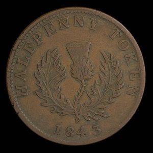 Canada, Province de la Nouvelle-Écosse, 1/2 penny : 1843