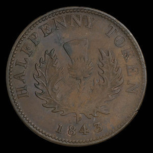 Canada, Province de la Nouvelle-Écosse, 1/2 penny : 1843