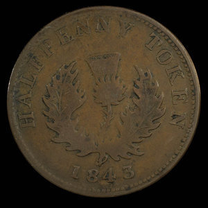 Canada, Province de la Nouvelle-Écosse, 1/2 penny : 1843