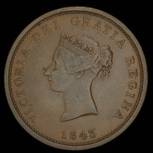 Canada, Province du Nouveau-Brunswick, 1 penny : 1843