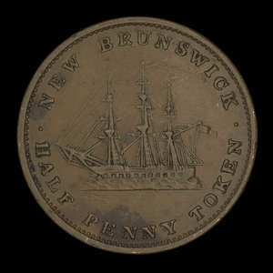 Canada, Province du Nouveau-Brunswick, 1/2 penny : 1843