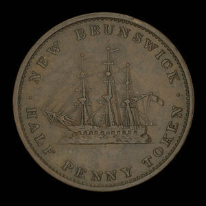 Canada, Province du Nouveau-Brunswick, 1/2 penny : 1843