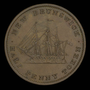 Canada, Province du Nouveau-Brunswick, 1/2 penny : 1843