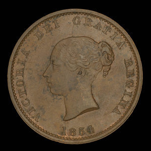 Canada, Province du Nouveau-Brunswick, 1/2 penny : 1854