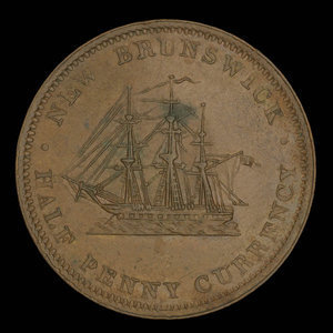 Canada, Province du Nouveau-Brunswick, 1/2 penny : 1854