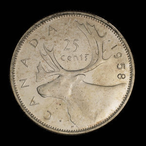 Canada, Élisabeth II, 25 cents : 1958