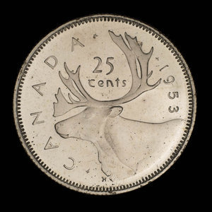 Canada, Élisabeth II, 25 cents : 1953