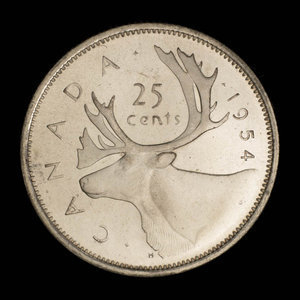 Canada, Élisabeth II, 25 cents : 1954