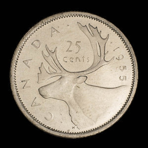 Canada, Élisabeth II, 25 cents : 1955