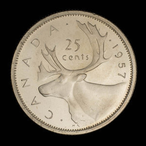 Canada, Élisabeth II, 25 cents : 1957