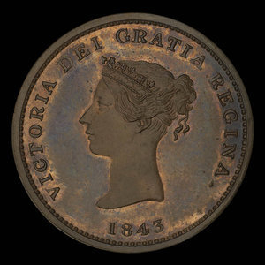 Canada, Province du Nouveau-Brunswick, 1/2 penny : 1843