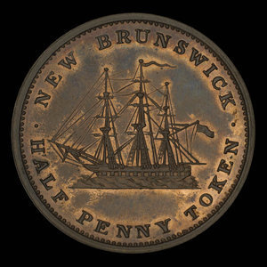 Canada, Province du Nouveau-Brunswick, 1/2 penny : 1843