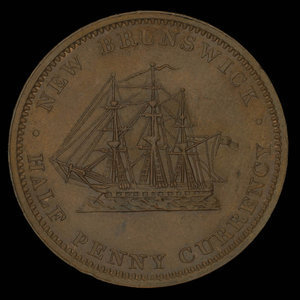 Canada, Province du Nouveau-Brunswick, 1/2 penny : 1854