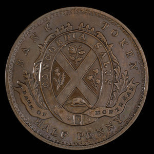 Canada, Banque de Montréal, 1/2 penny : 1839