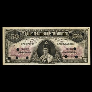 Canada, Bank of British North America, 50 dollars : 3 juillet 1911