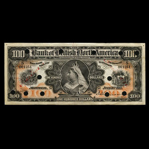 Canada, Bank of British North America, 100 dollars : 3 juillet 1911