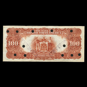 Canada, Bank of British North America, 100 dollars : 3 juillet 1911