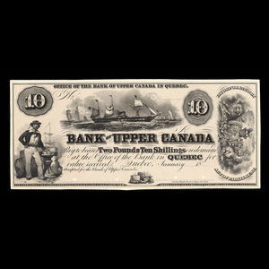 Canada, Bank of Upper Canada (York), 10 dollars : 31 janvier 1857