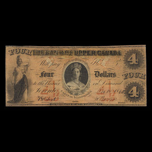 Canada, Bank of Upper Canada (York), 4 dollars : 13 novembre 1860