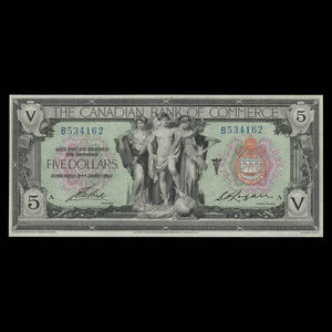 Canada, Canadian Bank of Commerce, 5 dollars : 2 janvier 1917