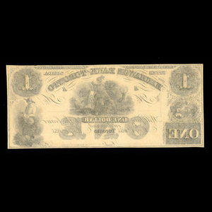 Canada, Exchange Bank of Toronto, 1 dollar : 1 mai 1855