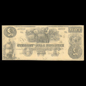 Canada, Exchange Bank of Toronto, 2 dollars : 1 mai 1855