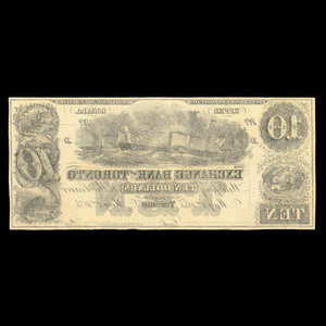Canada, Exchange Bank of Toronto, 10 dollars : 1 mai 1855