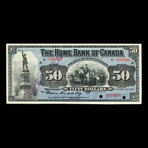 Canada, Home Bank of Canada, 50 dollars : 2 mars 1914