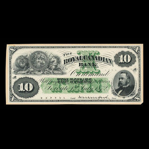 Canada, Royal Canadian Bank, 10 dollars : 1 juillet 1872