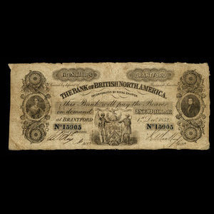 Canada, Bank of British North America, 1 dollar : 1 décembre 1852